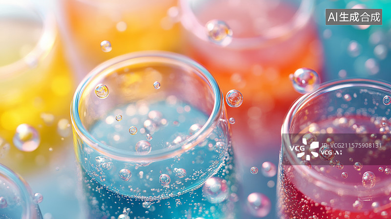 【AI数字艺术】色彩斑斓的液体与气泡图片素材