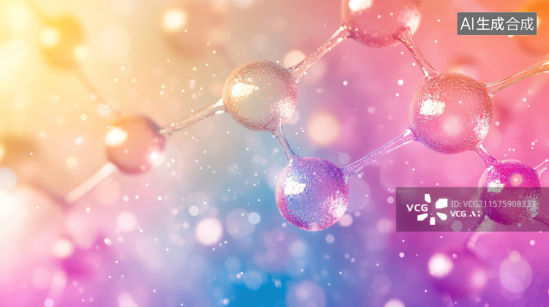 【AI数字艺术】分子结构的梦幻色彩表现图片素材