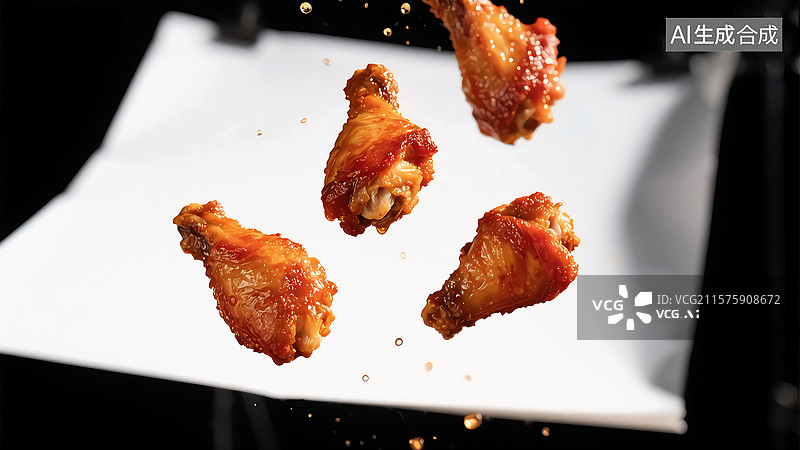 【AI数字艺术】空中飞舞的美味鸡腿图片素材