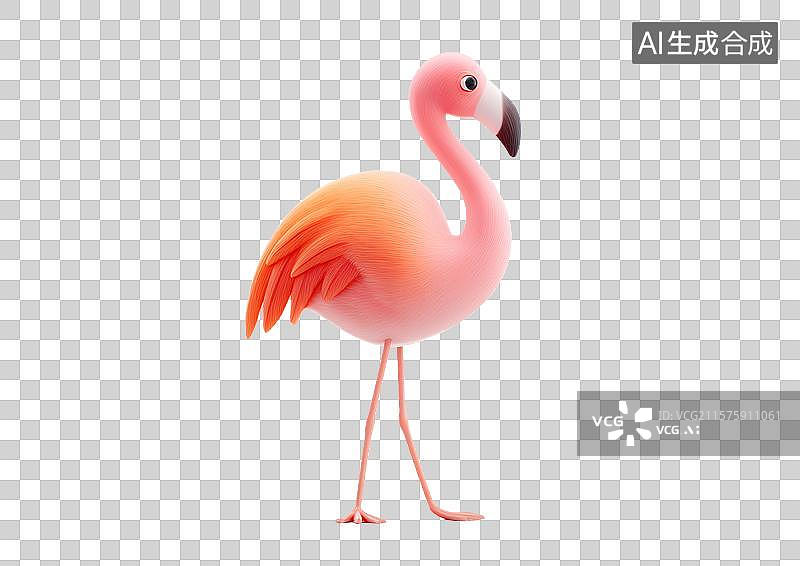 【AI数字艺术】【免抠png素材】一只卡通火烈鸟图片素材
