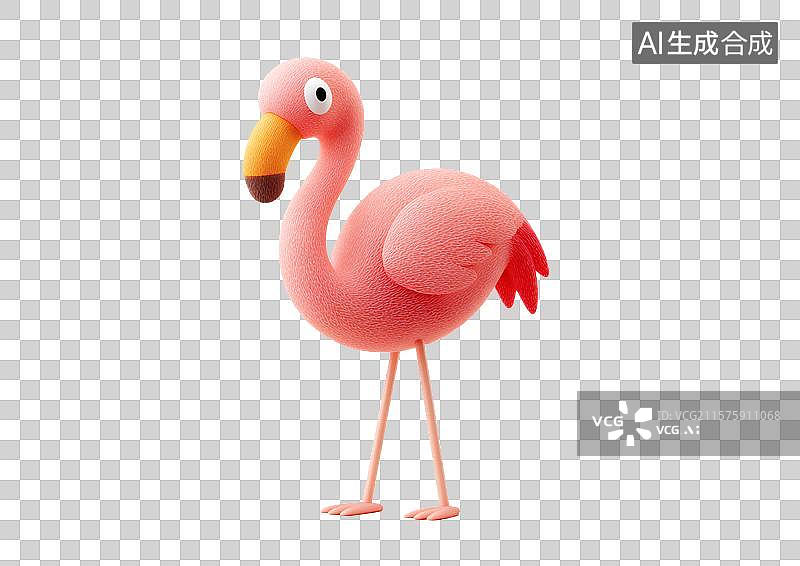 【AI数字艺术】【免抠png素材】一只卡通火烈鸟图片素材