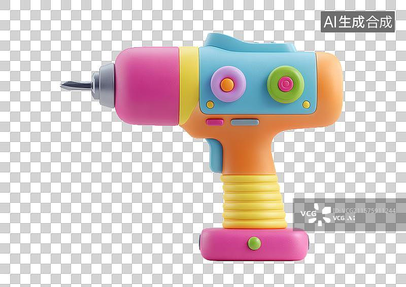 【AI数字艺术】【免抠png素材】彩色3D卡通电钻图片素材