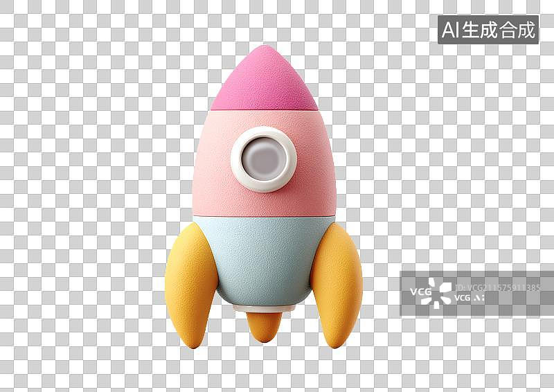 【AI数字艺术】【免抠png素材】彩色3D卡通小火箭图片素材