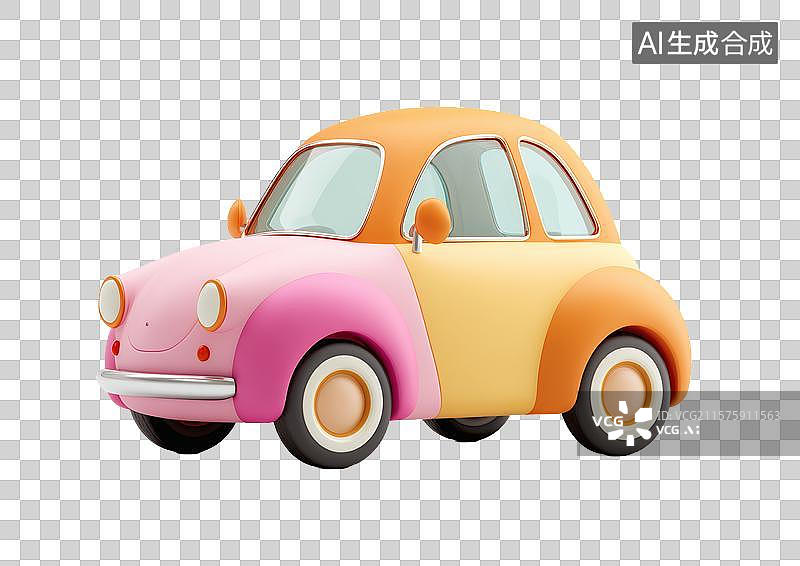 【AI数字艺术】【免抠png素材】可爱的3D卡通小汽车图片素材