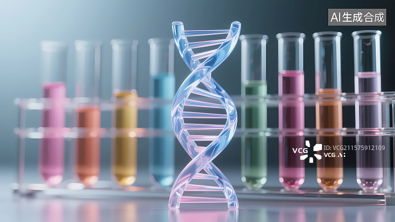 【AI数字艺术】DNA双螺旋结构实验室3D插画图片素材