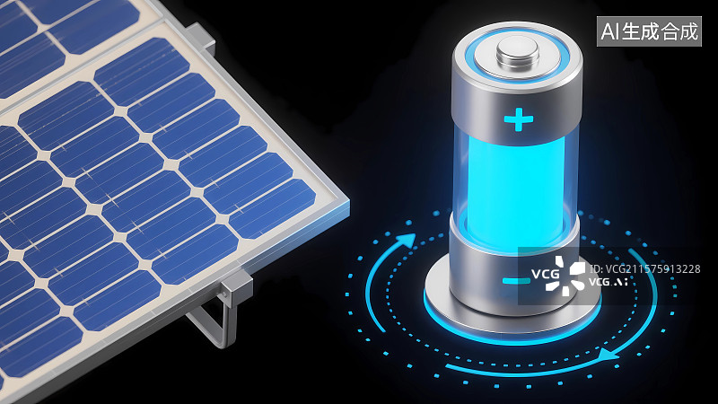 【AI数字艺术】太阳能光伏板与电池图片素材