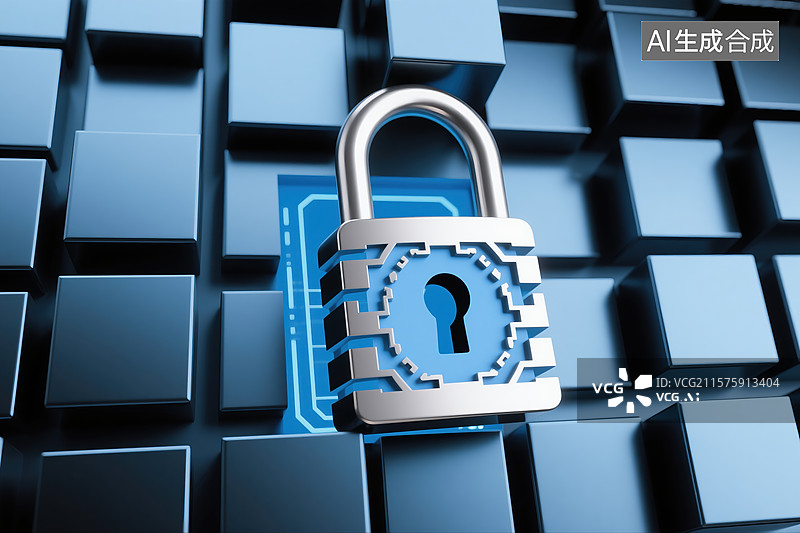 【AI数字艺术】数智密防：锁嵌拼图的网络安全隐喻图片素材
