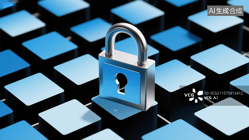 【AI数字艺术】数智密防：锁嵌拼图的网络安全隐喻图片素材