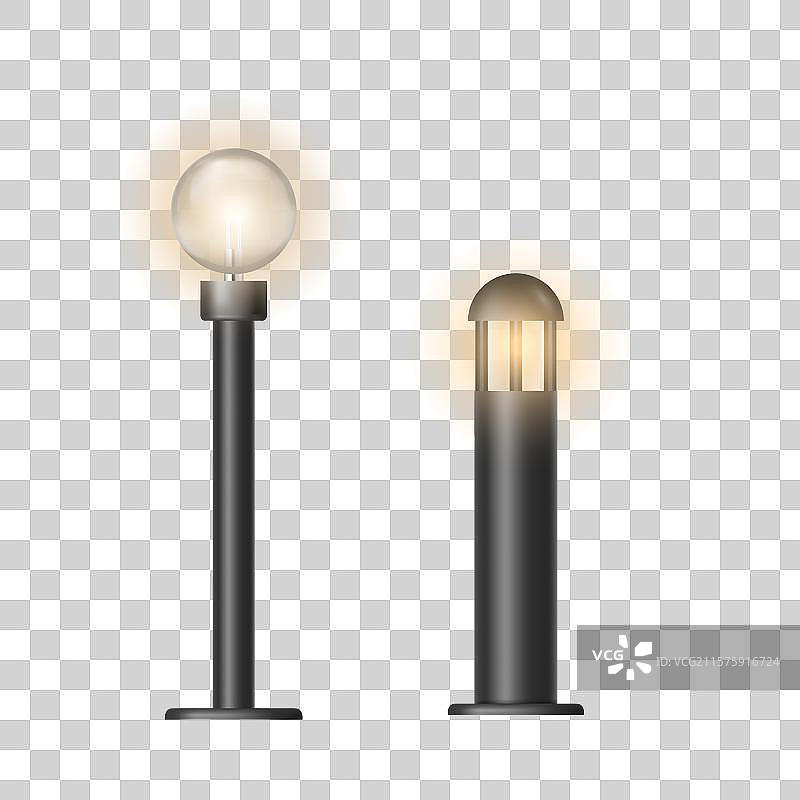 街道景观设计的路径灯图片素材