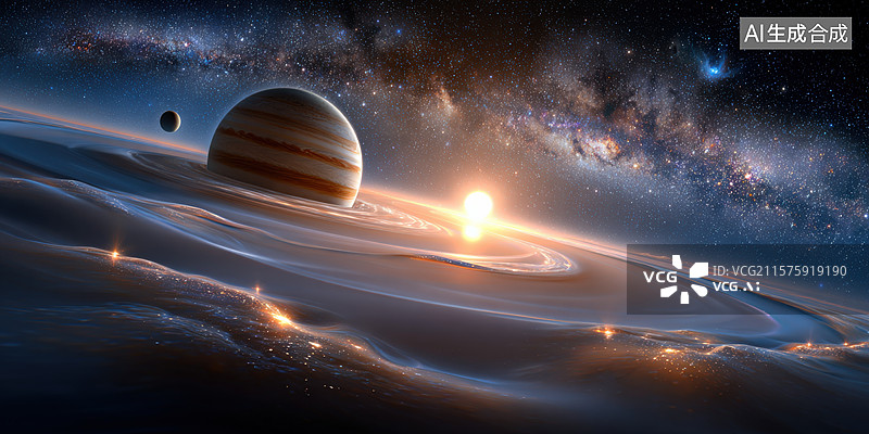 【AI数字艺术】宇宙行星与星光之舞图片素材