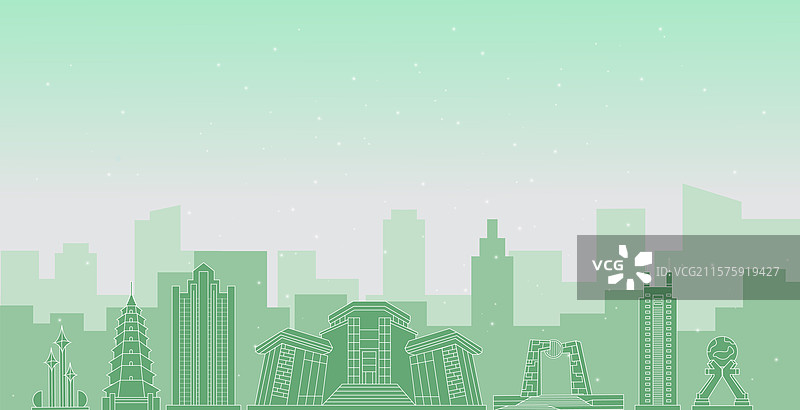 汕头绿色环保城市简约大气建筑地标图片素材