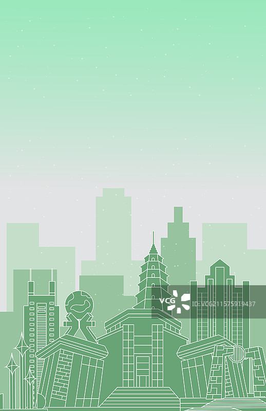 汕头绿色环保城市简约大气建筑地标图片素材