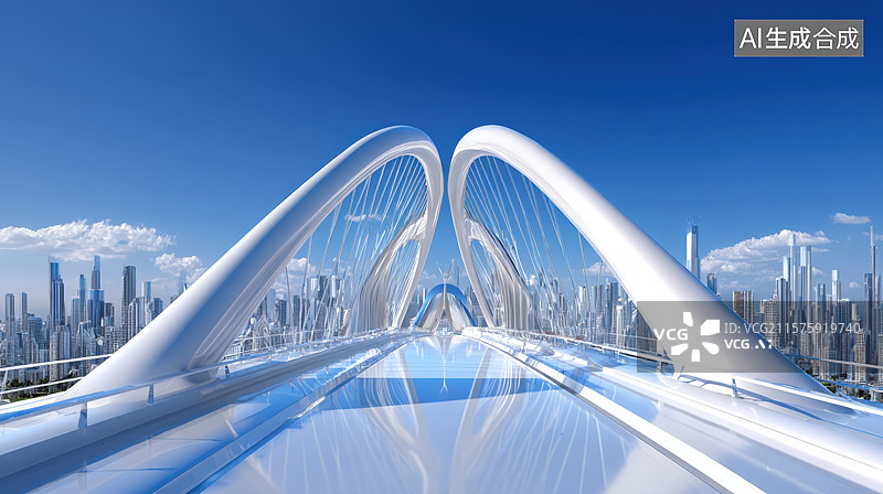 【AI数字艺术】未来城市桥梁建筑图片素材