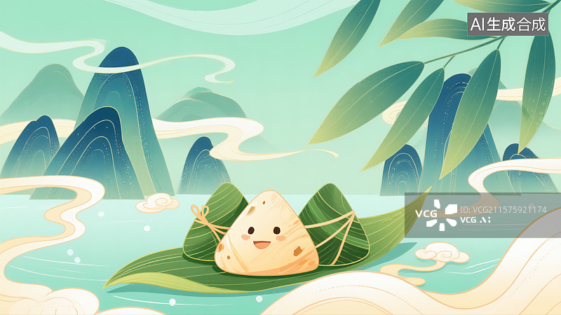 【AI数字艺术】端午节粽子美食插画图片素材