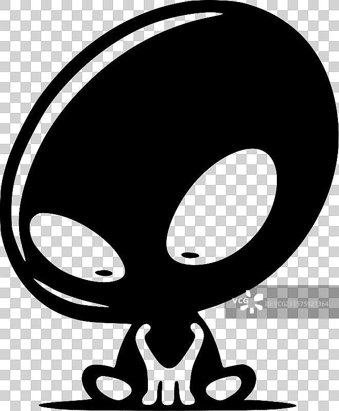 外星人 - 黑白孤立图标图片素材