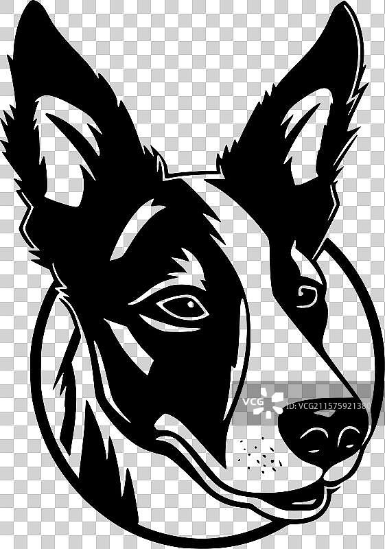 巴森吉犬 - 极简风格的平面logo图片素材