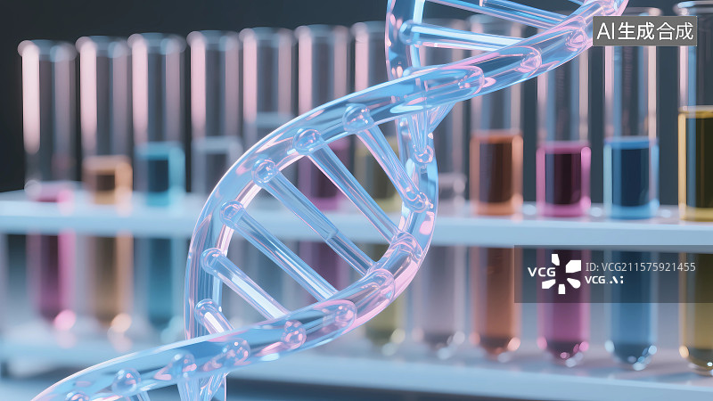 【AI数字艺术】实验室双螺旋结构医疗插画图片素材