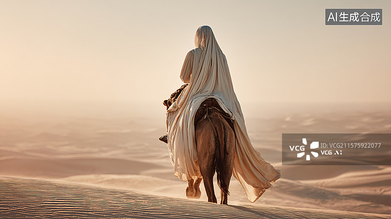 【AI数字艺术】驼背上的丝路行者图片素材