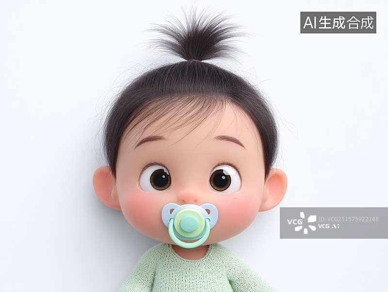 【AI数字艺术】咬着安抚奶嘴的小宝宝图片素材