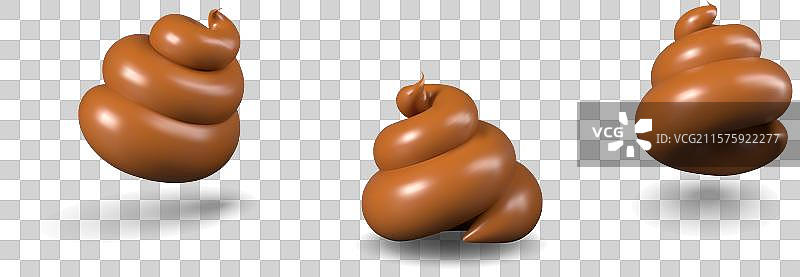 白色背景上的棕色粪便逼真模型图片素材