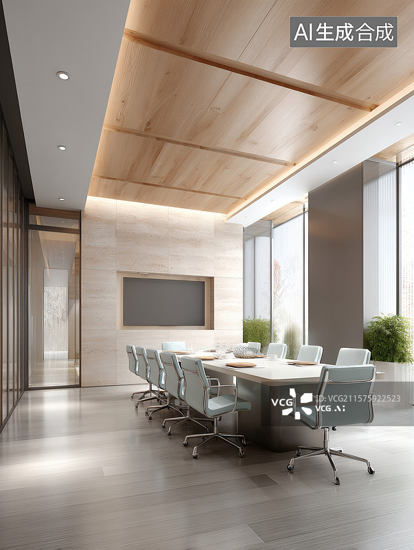 【AI数字艺术】现代简约会议室图片素材
