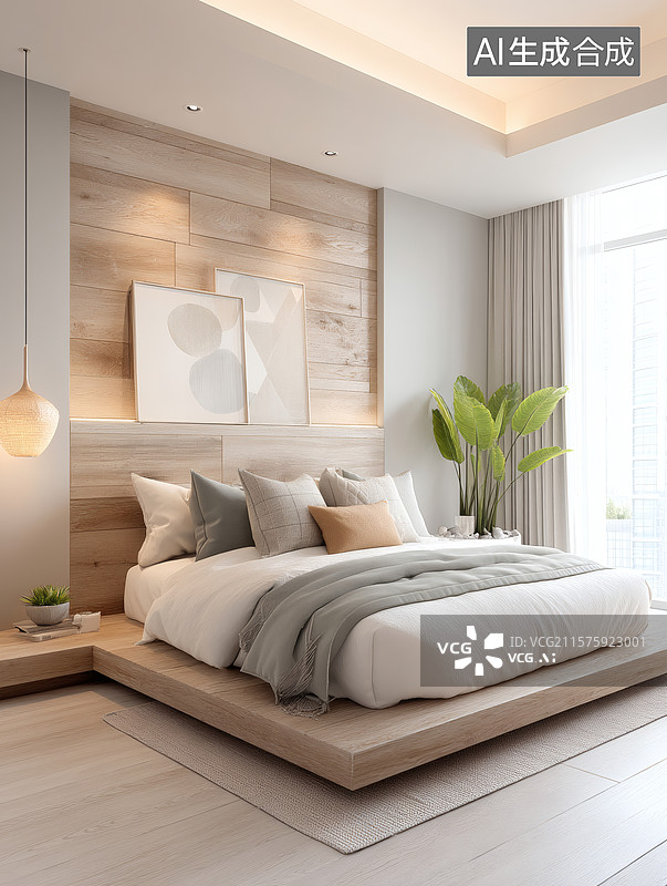 【AI数字艺术】现代简约卧室设计图片素材