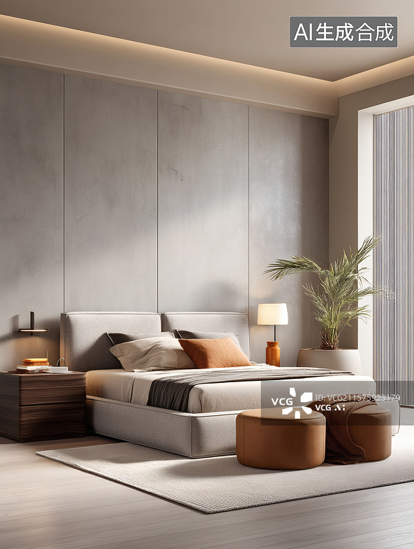 【AI数字艺术】现代简约卧室设计图片素材