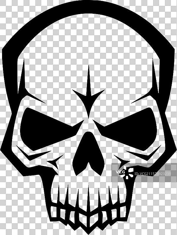 骷髅 - 极简风格的平面标志图片素材