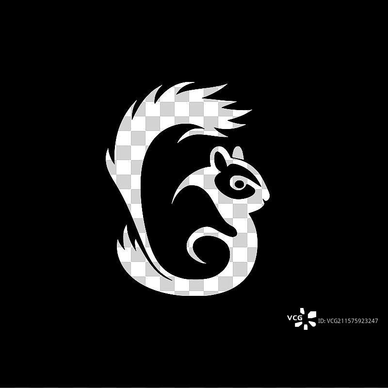 松鼠 - 黑白孤立图标图片素材