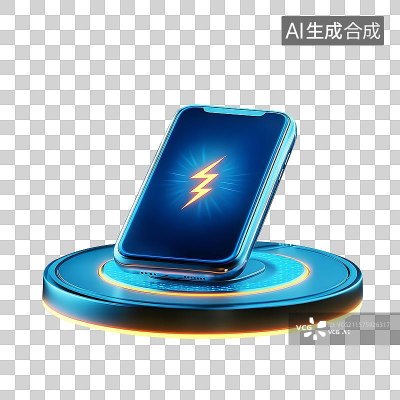 【AI数字艺术】带有快速充电标志图标的无线智能手机快速充电器图片素材