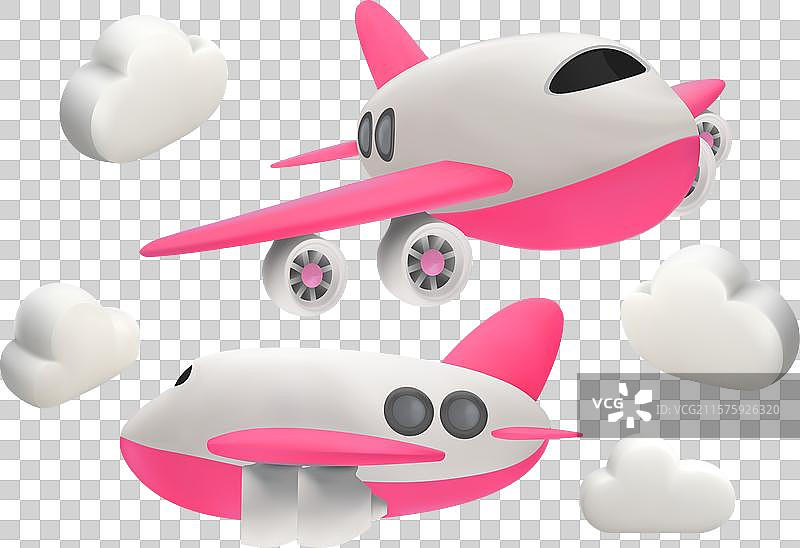一组可爱的卡通风格商业飞机图片素材