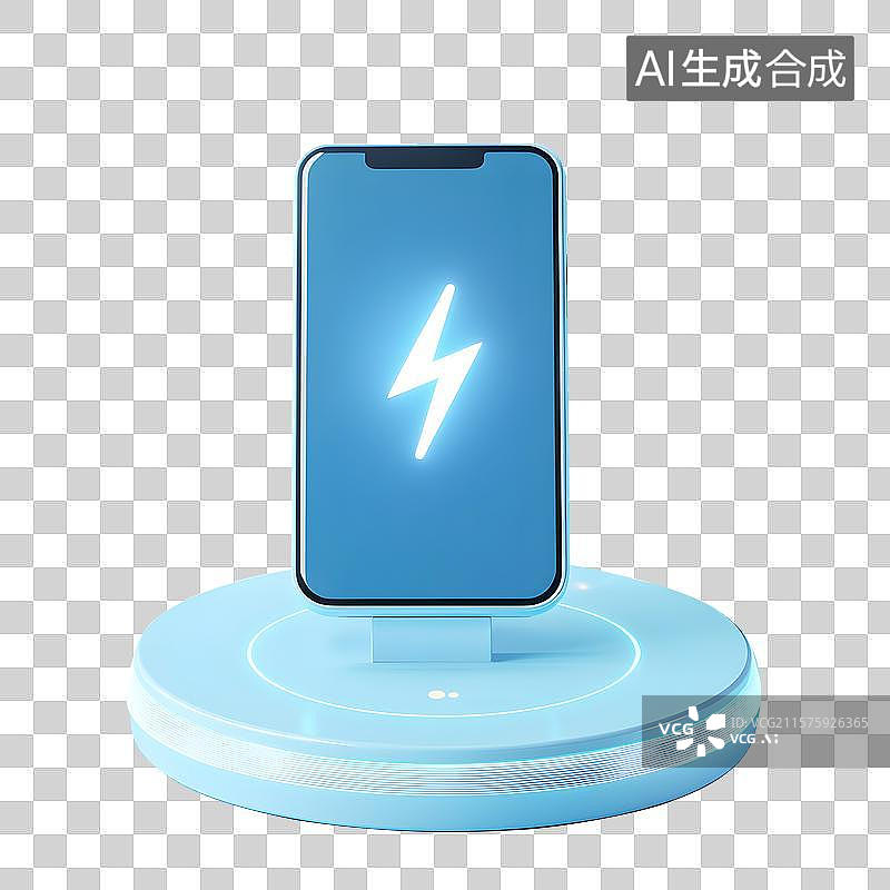 【AI数字艺术】带有快速充电标志图标的无线智能手机快速充电器图片素材