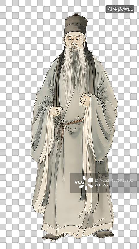 【AI数字艺术】古代历史名人画像李时珍 水墨画风格图片素材