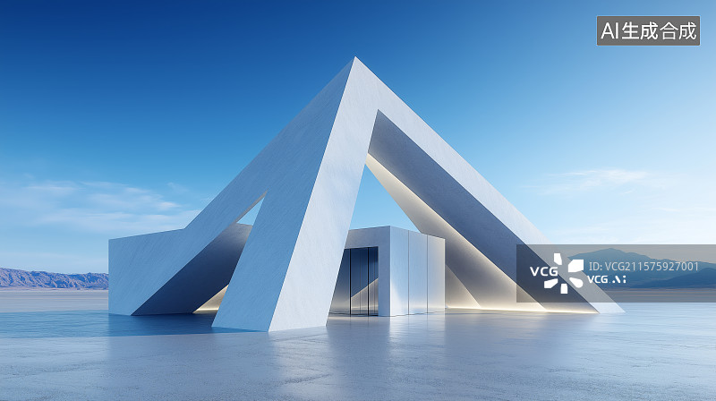 【AI数字艺术】汽车广告背景图——现代风格极简建筑与广场图片素材
