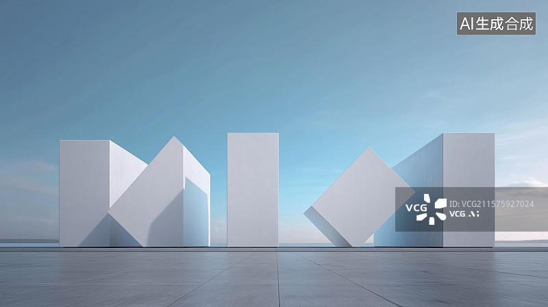 【AI数字艺术】汽车广告背景图——现代风格极简建筑与广场图片素材