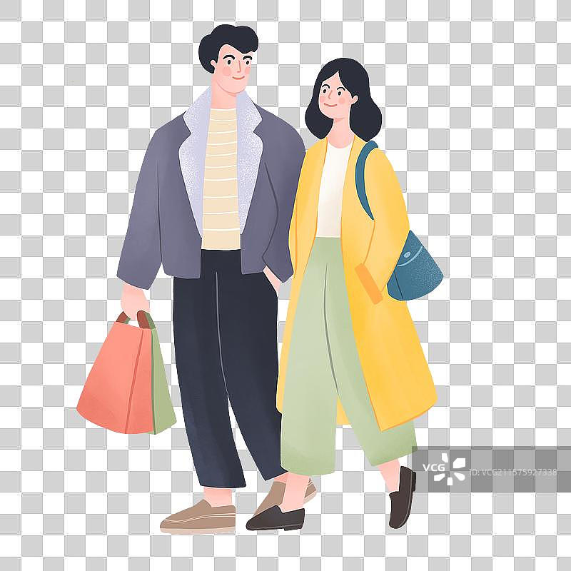 逛街购物的情侣图片素材