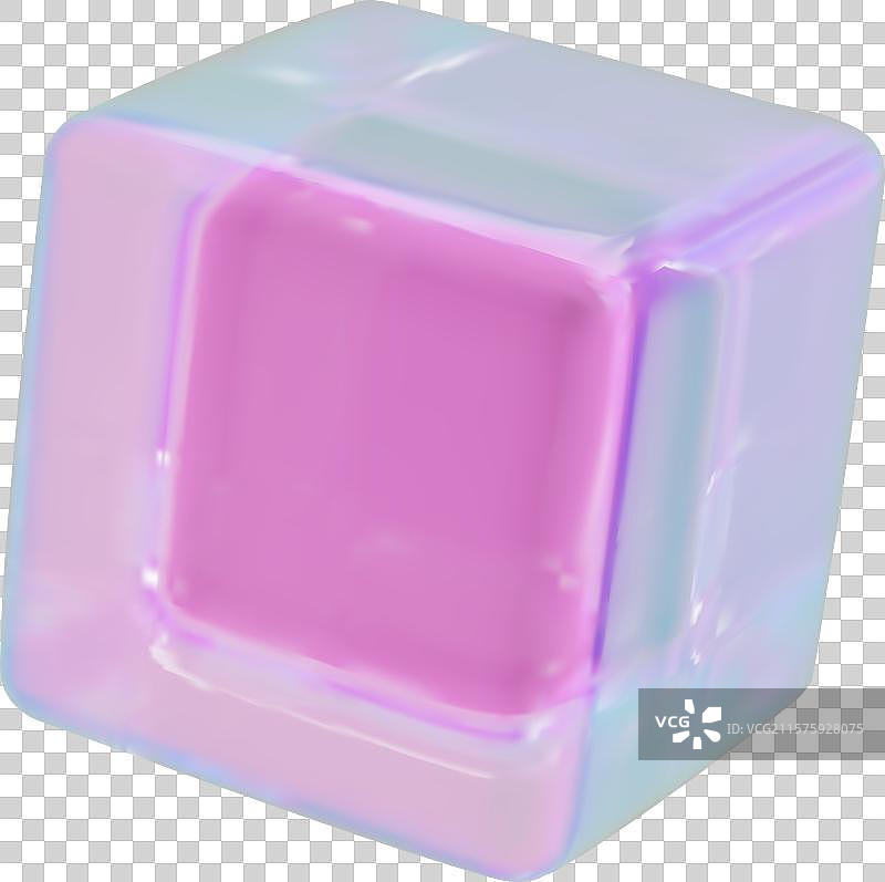 3D渲染玻璃霓虹立方体图片素材