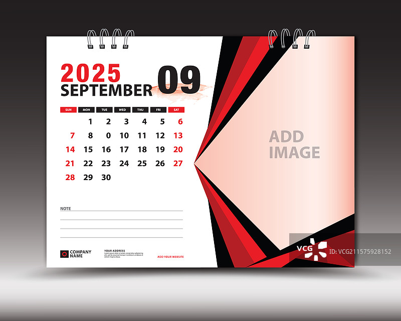 2025年九月桌面日历模板图片素材