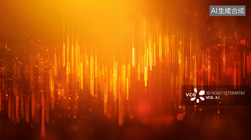 【AI数字艺术】智慧城市金融经济柱状图商务科技红色背景图片素材