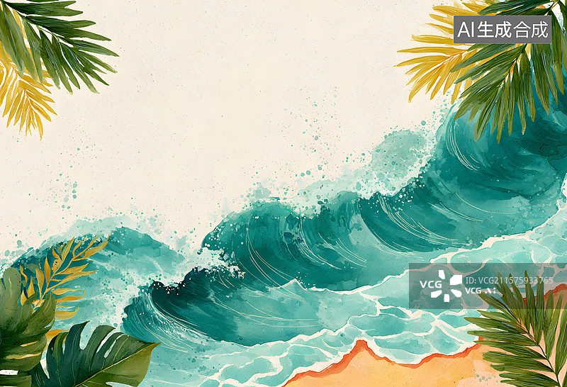【AI数字艺术】海浪图片素材