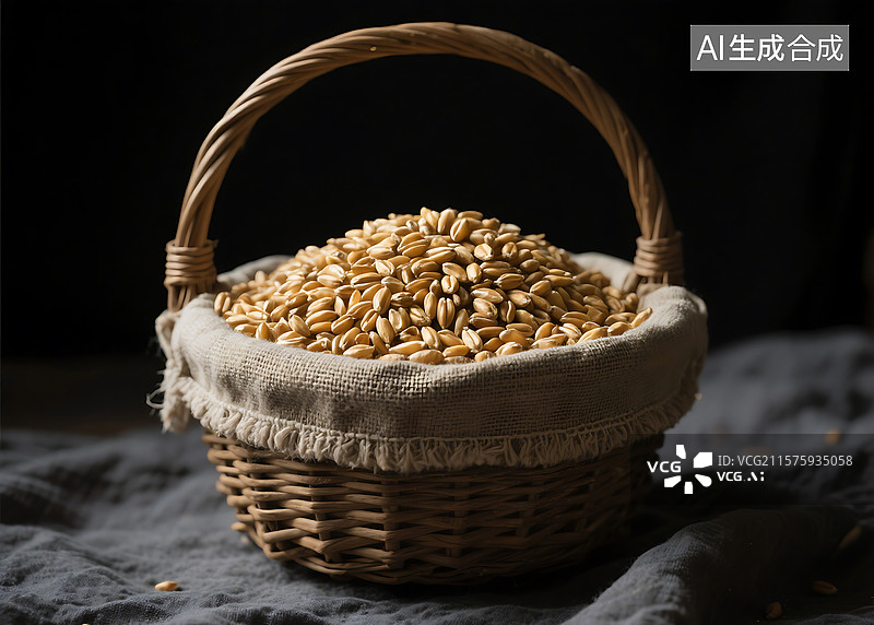 【AI数字艺术】篮子里的小麦素材图片素材