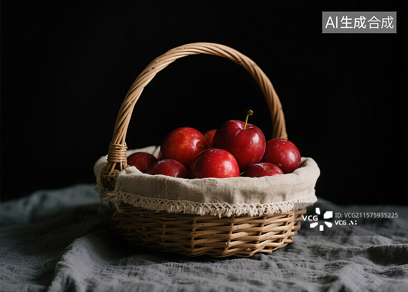 【AI数字艺术】篮子里的李子图片素材