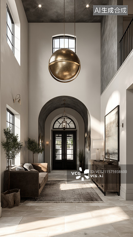 【AI数字艺术】现代简约风格的室内门厅设计图片素材