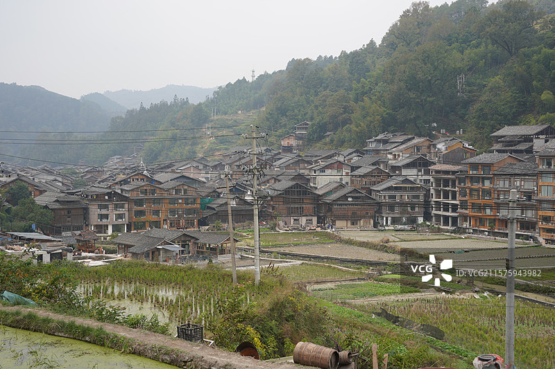 贵州黔东南肇兴侗寨少数民族村落建筑图片素材