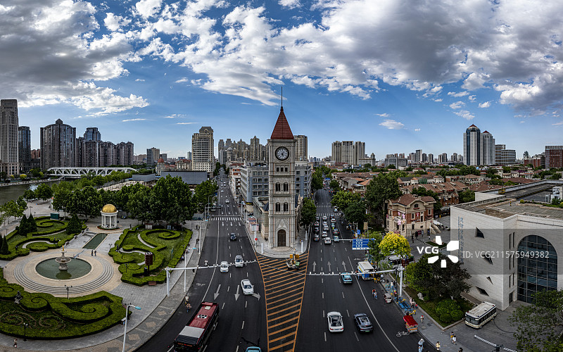 天津城市航拍，都市航拍图片素材