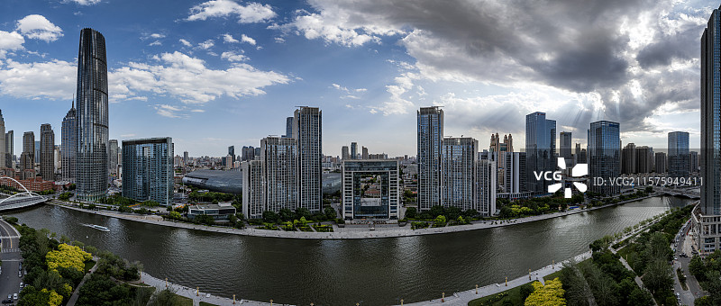 天津城市航拍，都市航拍图片素材