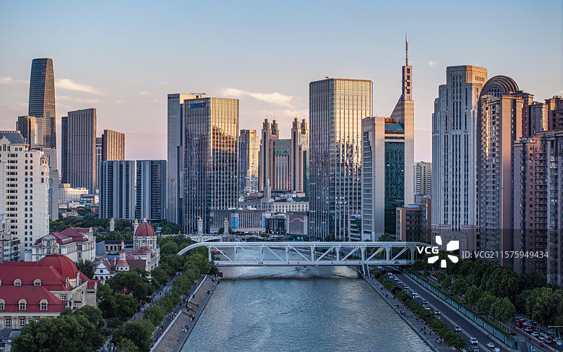 天津城市航拍，都市航拍图片素材