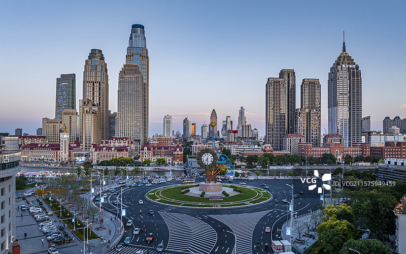 天津城市航拍，都市航拍图片素材