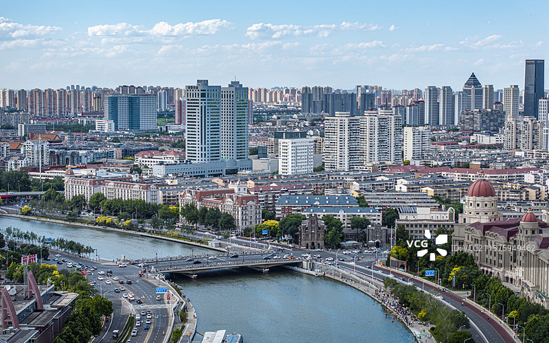 天津城市航拍，都市航拍图片素材