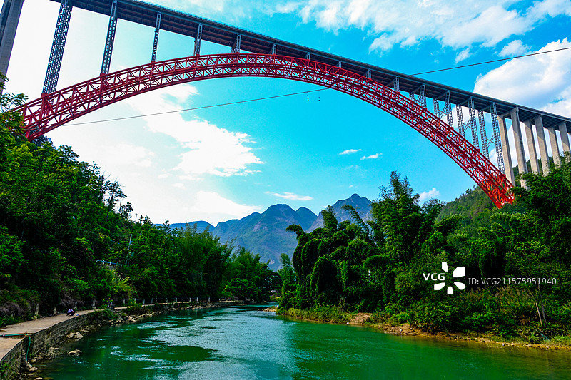 中国贵州黔南州罗甸大小井景区大小井特大桥风光图片素材